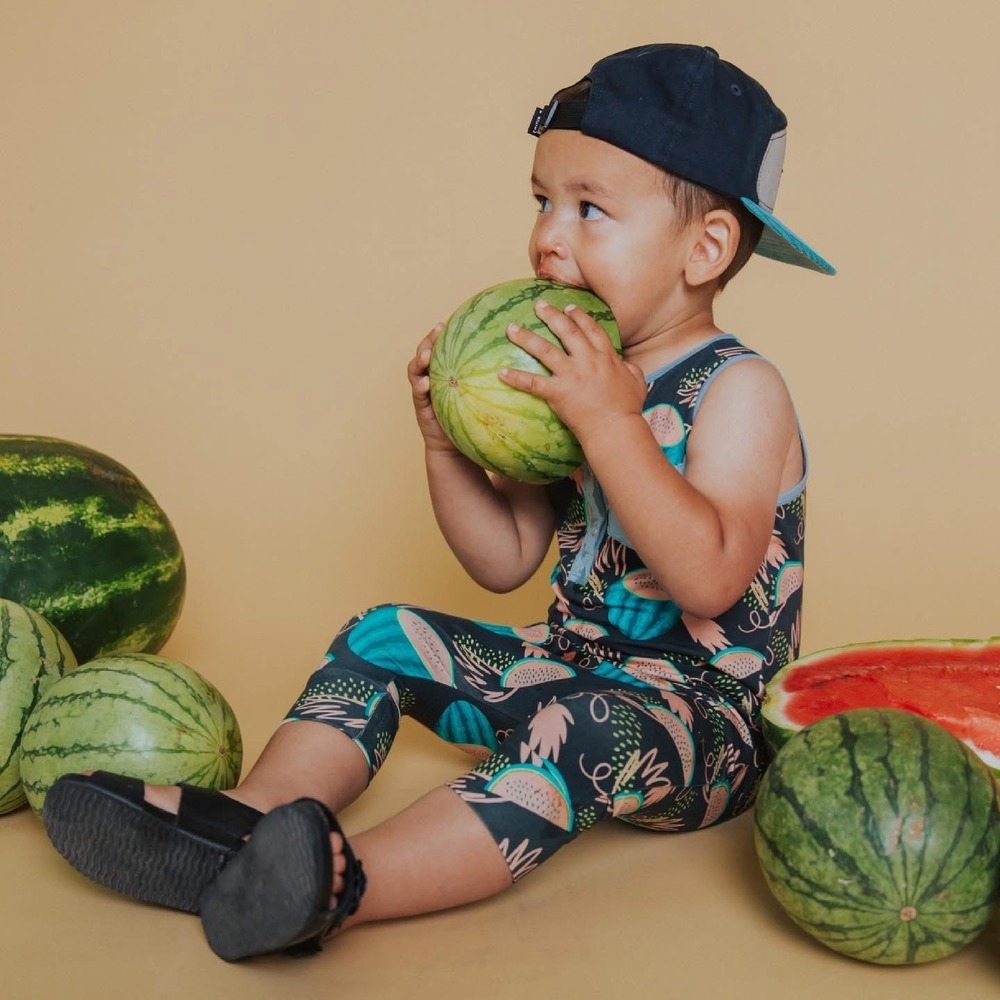 RAGS Unisex Kids 2T Watermelon Print Tank Henley Capri Bamboo Romper